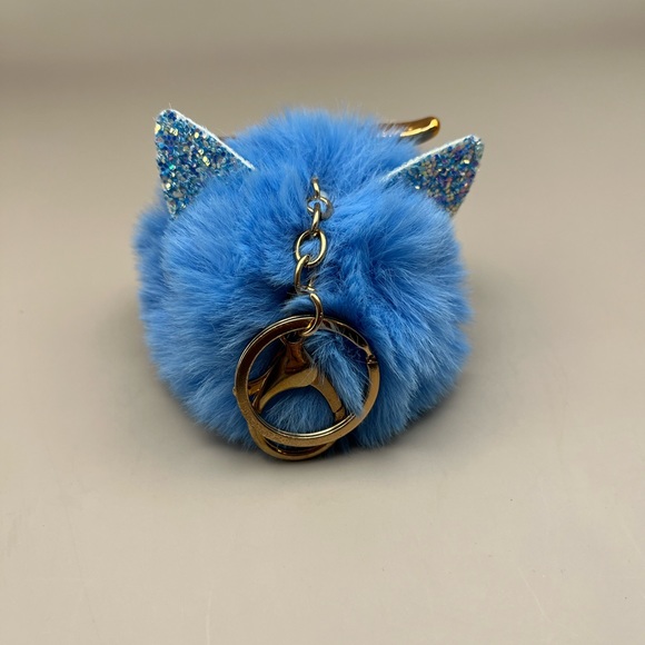 5371-MMT New FuzzyOwl Blue Gold-tone Keychain Car Charm Sparkle Cute 3 inch - Picture 4 of 7